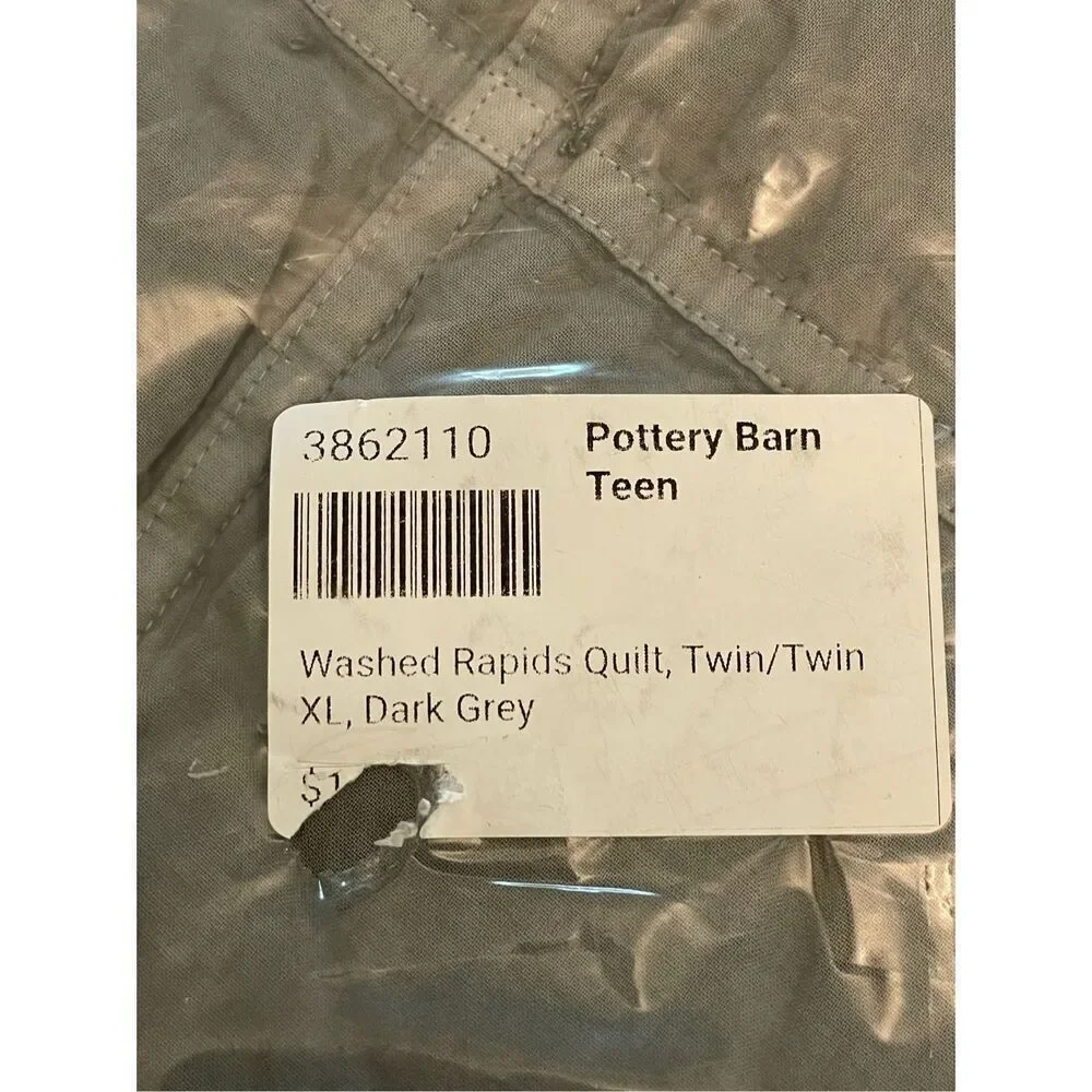 Pottery Barn Teen Washed Rapids Quilt Dark Grey Twin XL